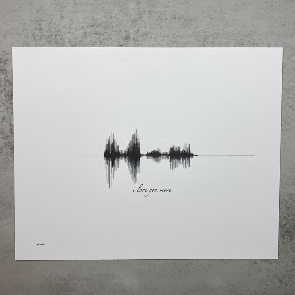 NEW I Love You More Soundwave Wall Art Print 8x10in Black White Modern